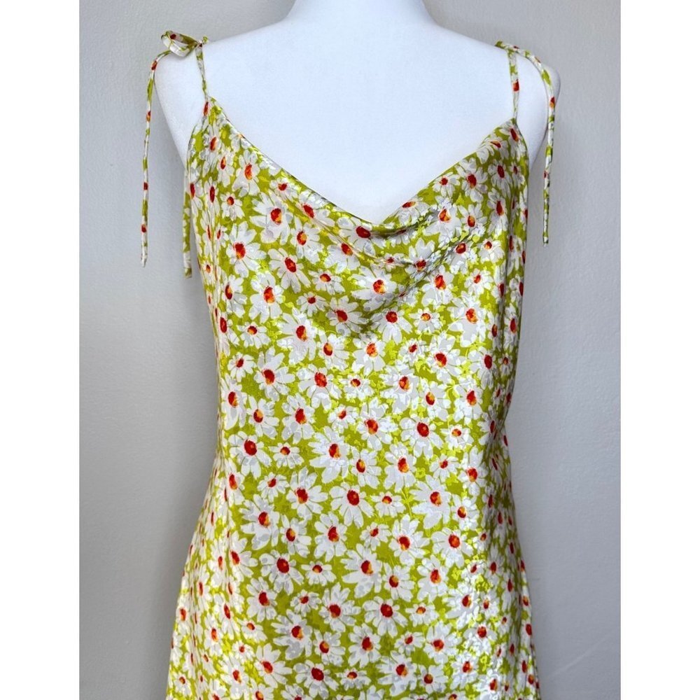Altar’d State Green Floral Draped Cowl Neck Slip Dress Women Size Medium Feminin - Picture 3 of 9